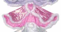 Pink Sequin Cape With White Feather Trim