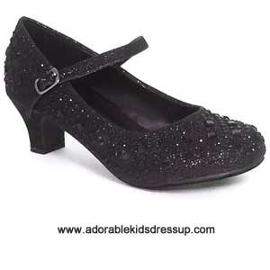 girls black high heel pumps