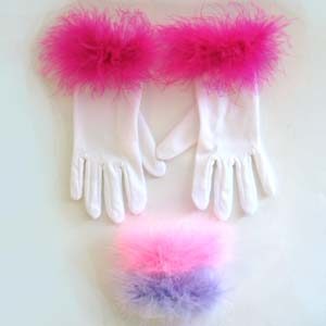 Tea Party Short Gloves with Feather (1 pair)