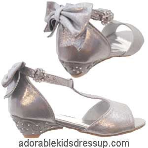Girls High Heel Shoes- silver