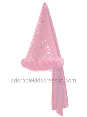 girls princess hat with pink feather trim