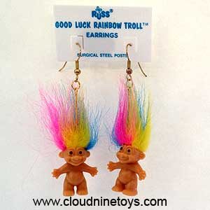 rainbow troll earrings